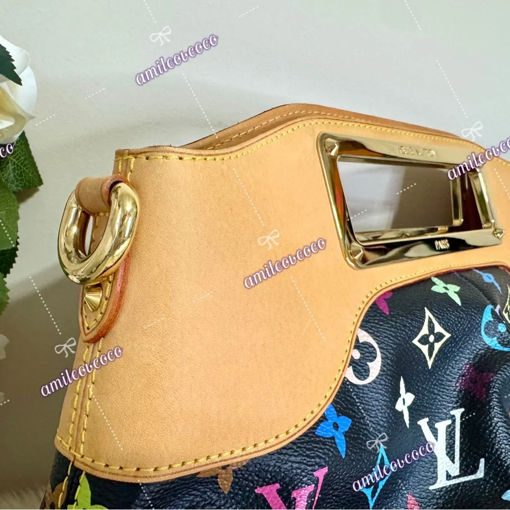 Louis Vuitton Judy MM Handbag Monogram Multicolor Leather Noir Black - Picture 8 of 16
